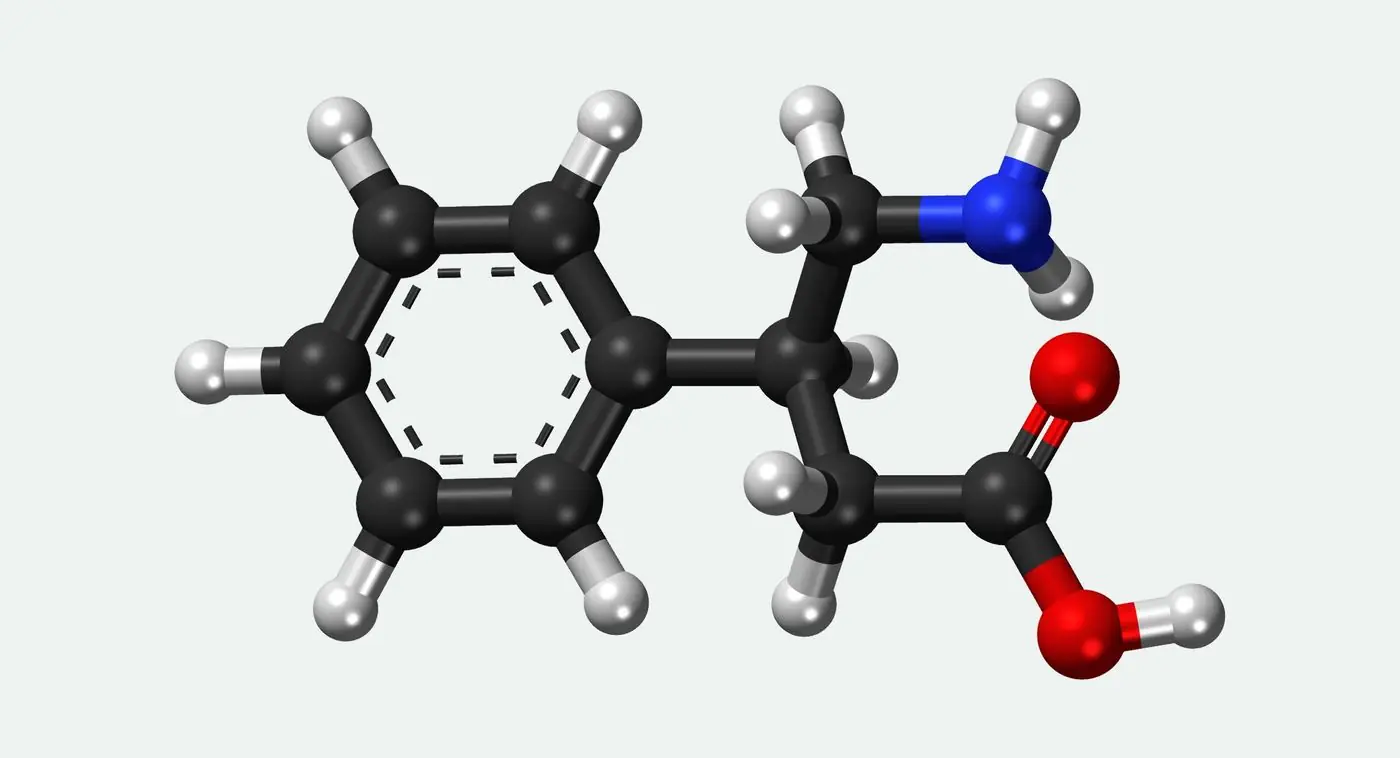 Ball-and-stick model of the phenibut molecule